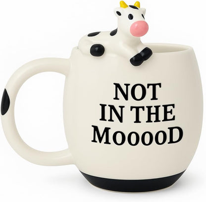 Funny Cow Coffee Mug, White Elephant Gifts for Adults, Gag Gifts for Adults, Cute Stuff for Women and Men, Funny Coworker Office, Cool Stuff - 14 Ounce