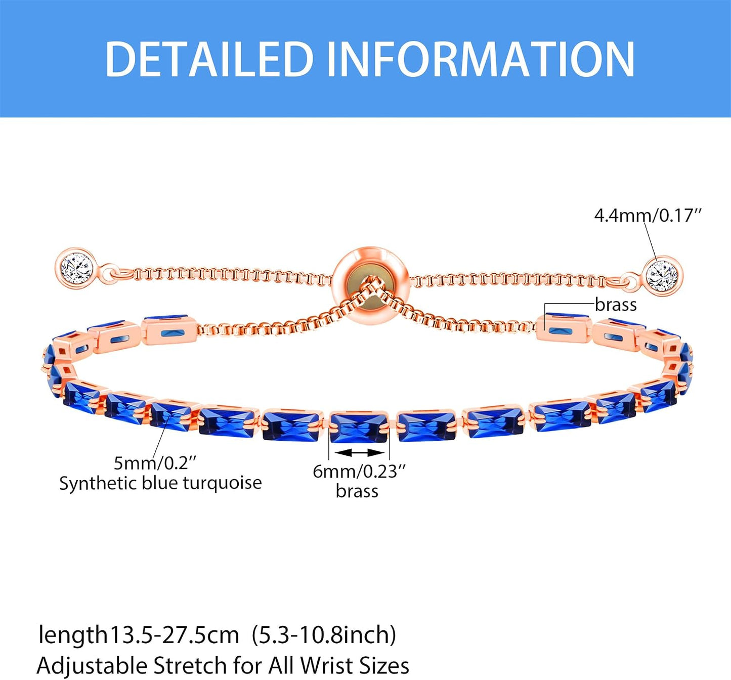 Fashion and Exquisite Rose Gold Slider Clasp Tennis Bracelet with Crystal Gems - Elegant Women’S Jewelry Accessory, Gift from Mother Sisters Friend YA5121