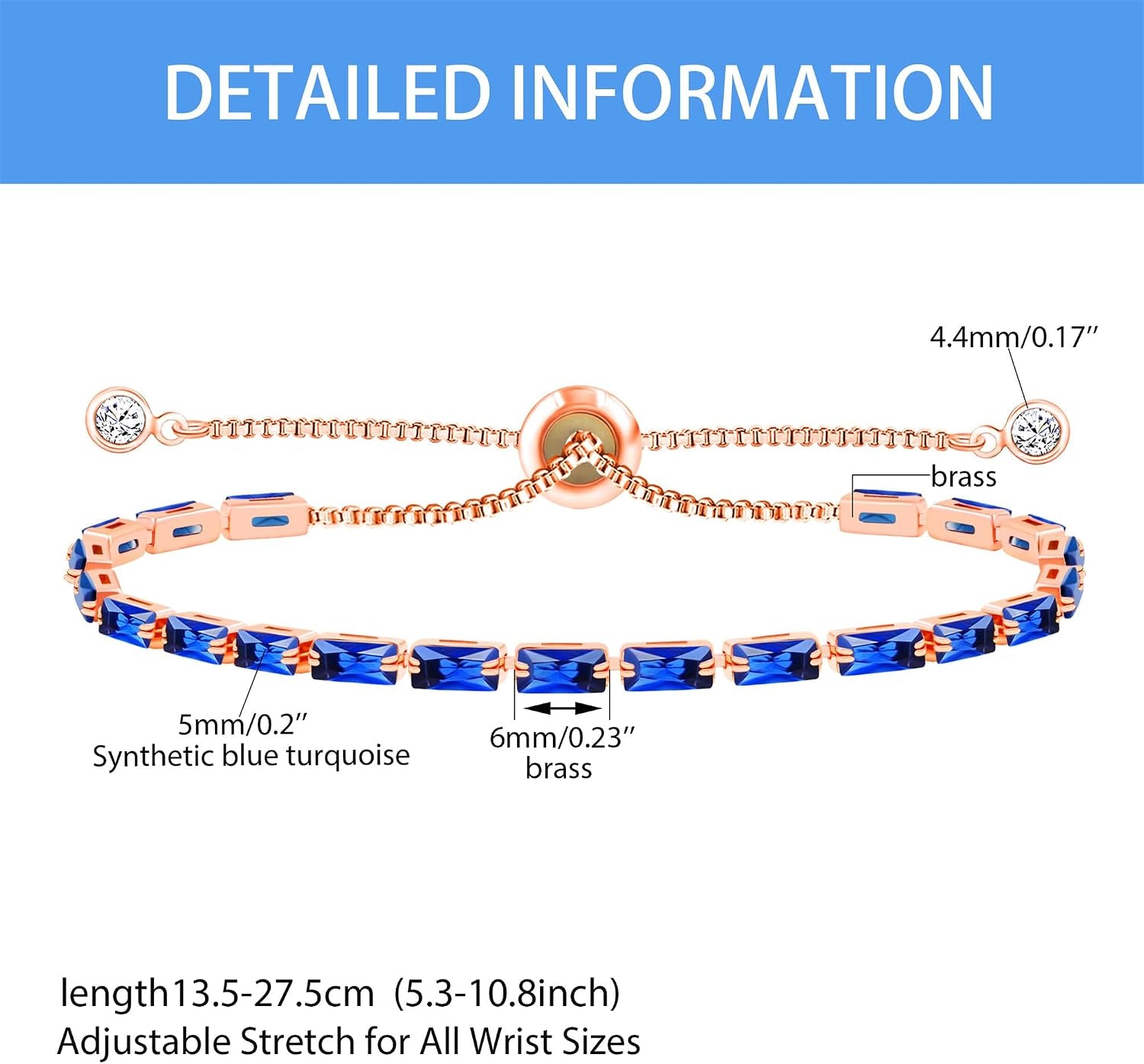 Fashion and Exquisite Rose Gold Slider Clasp Tennis Bracelet with Crystal Gems - Elegant Women’S Jewelry Accessory, Gift from Mother Sisters Friend YA5121
