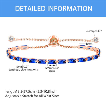 Fashion and Exquisite Rose Gold Slider Clasp Tennis Bracelet with Crystal Gems - Elegant Women’S Jewelry Accessory, Gift from Mother Sisters Friend YA5121