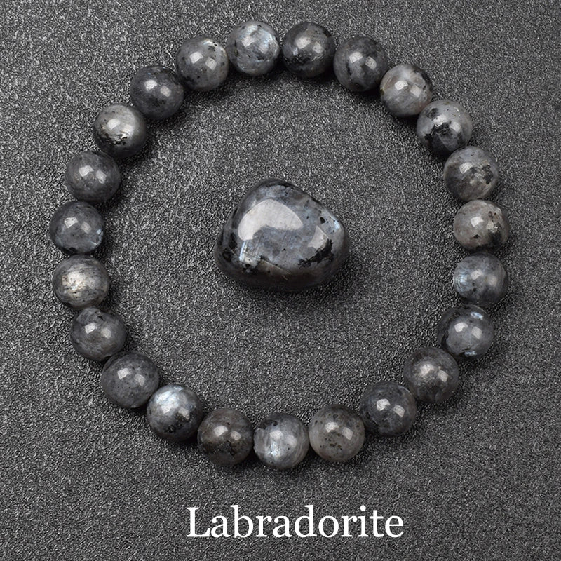Natural Black Agates Beads Bracelet Women Men Genuine Black Onyx Natural Stone 6Mm 8Mm Smooth round Beads Lucky Energy Jewelry