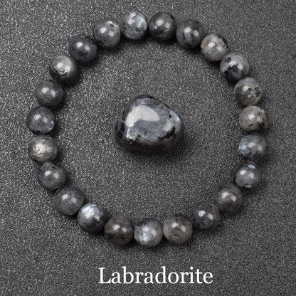 Natural Black Agates Beads Bracelet Women Men Genuine Black Onyx Natural Stone 6Mm 8Mm Smooth round Beads Lucky Energy Jewelry