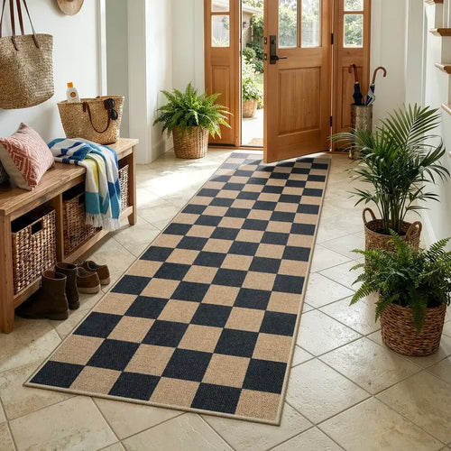 Checkered Jute Runner Rug