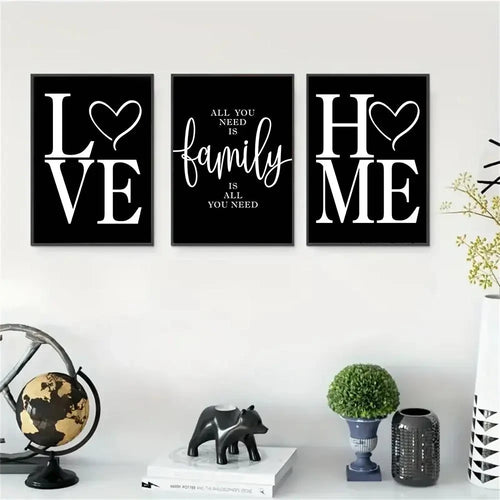 Heart and Letter Canvas Wall Art Set