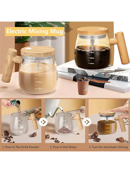Self Stirring Coffee Mug with Lid,400Ml Electric Mixing Cup Self Stirring Coffee Mug Glass Mixing Coffee Mug Rotating Home Offic