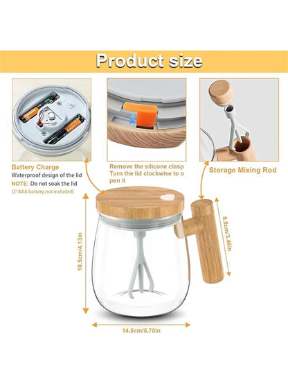 Self Stirring Coffee Mug with Lid,400Ml Electric Mixing Cup Self Stirring Coffee Mug Glass Mixing Coffee Mug Rotating Home Offic