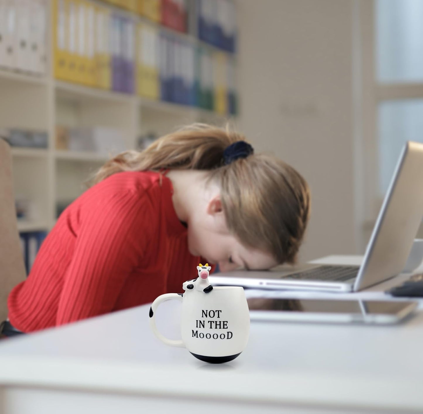 Funny Cow Coffee Mug, White Elephant Gifts for Adults, Gag Gifts for Adults, Cute Stuff for Women and Men, Funny Coworker Office, Cool Stuff - 14 Ounce