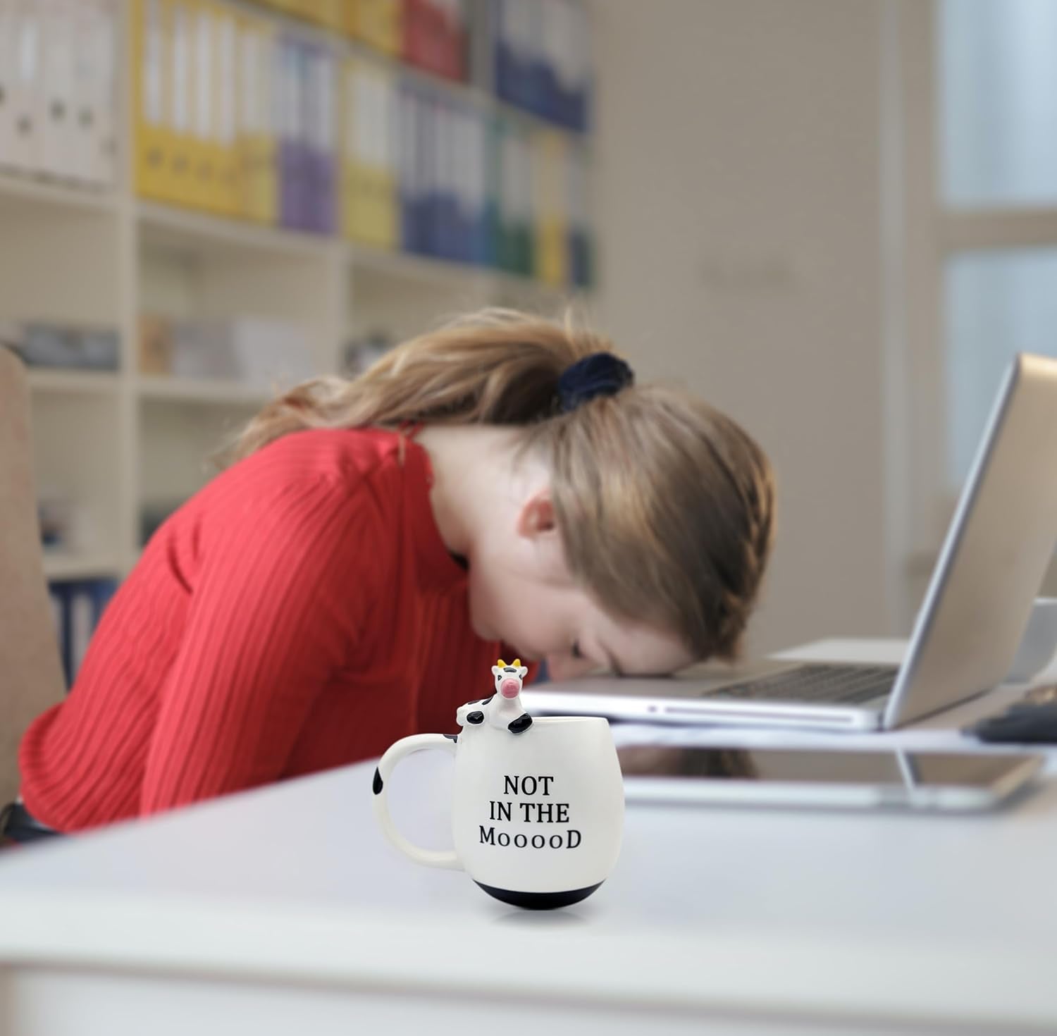 Funny Cow Coffee Mug, White Elephant Gifts for Adults, Gag Gifts for Adults, Cute Stuff for Women and Men, Funny Coworker Office, Cool Stuff - 14 Ounce