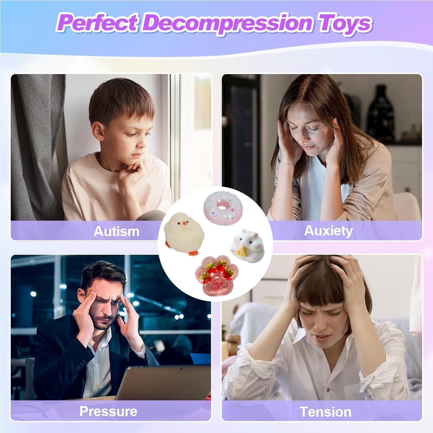 4Pcs Taba Squishy Toys,Taba Squishies Fidget Toys Silicone Squishy Squeeze Fufu Squishies for Fidgets Stress Relief Birthday Gifts