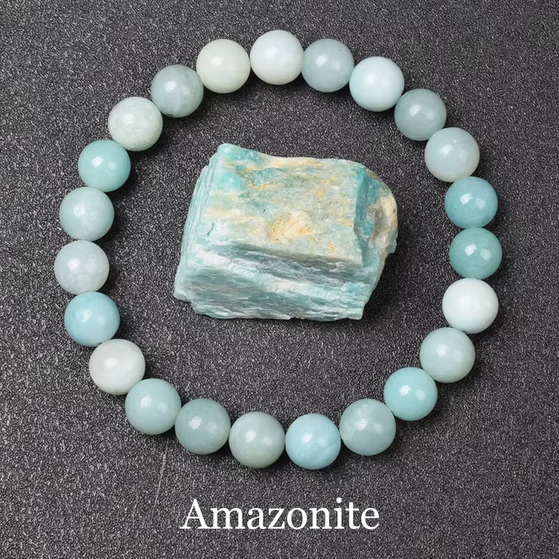 Natural Black Agates Beads Bracelet Women Men Genuine Black Onyx Natural Stone 6Mm 8Mm Smooth round Beads Lucky Energy Jewelry