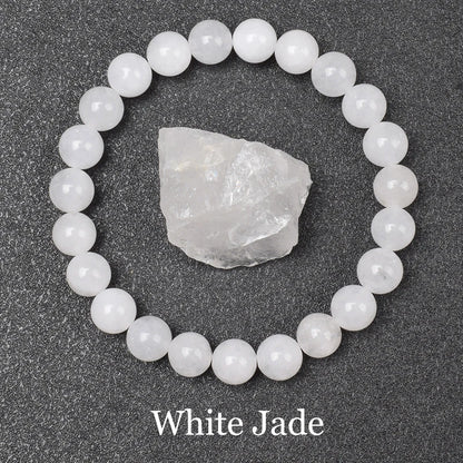 Natural Black Agates Beads Bracelet Women Men Genuine Black Onyx Natural Stone 6Mm 8Mm Smooth round Beads Lucky Energy Jewelry
