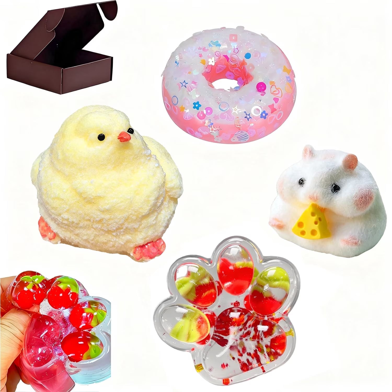 4Pcs Taba Squishy Toys,Taba Squishies Fidget Toys Silicone Squishy Squeeze Fufu Squishies for Fidgets Stress Relief Birthday Gifts