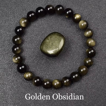 Natural Black Agates Beads Bracelet Women Men Genuine Black Onyx Natural Stone 6Mm 8Mm Smooth round Beads Lucky Energy Jewelry
