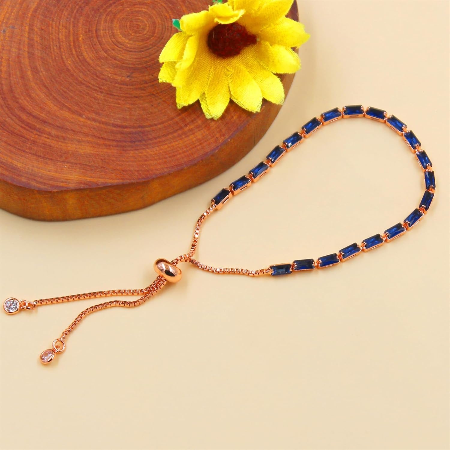 Fashion and Exquisite Rose Gold Slider Clasp Tennis Bracelet with Crystal Gems - Elegant Women’S Jewelry Accessory, Gift from Mother Sisters Friend YA5121