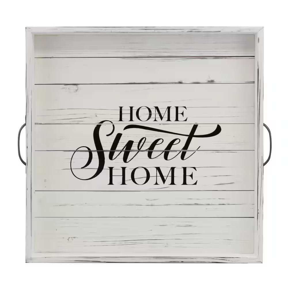 White Wooden Decorative Tray