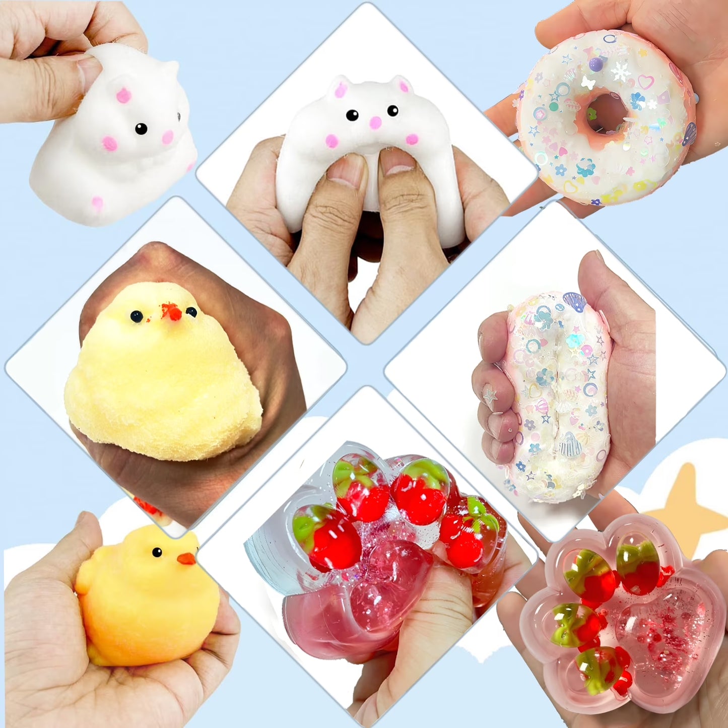 4Pcs Taba Squishy Toys,Taba Squishies Fidget Toys Silicone Squishy Squeeze Fufu Squishies for Fidgets Stress Relief Birthday Gifts