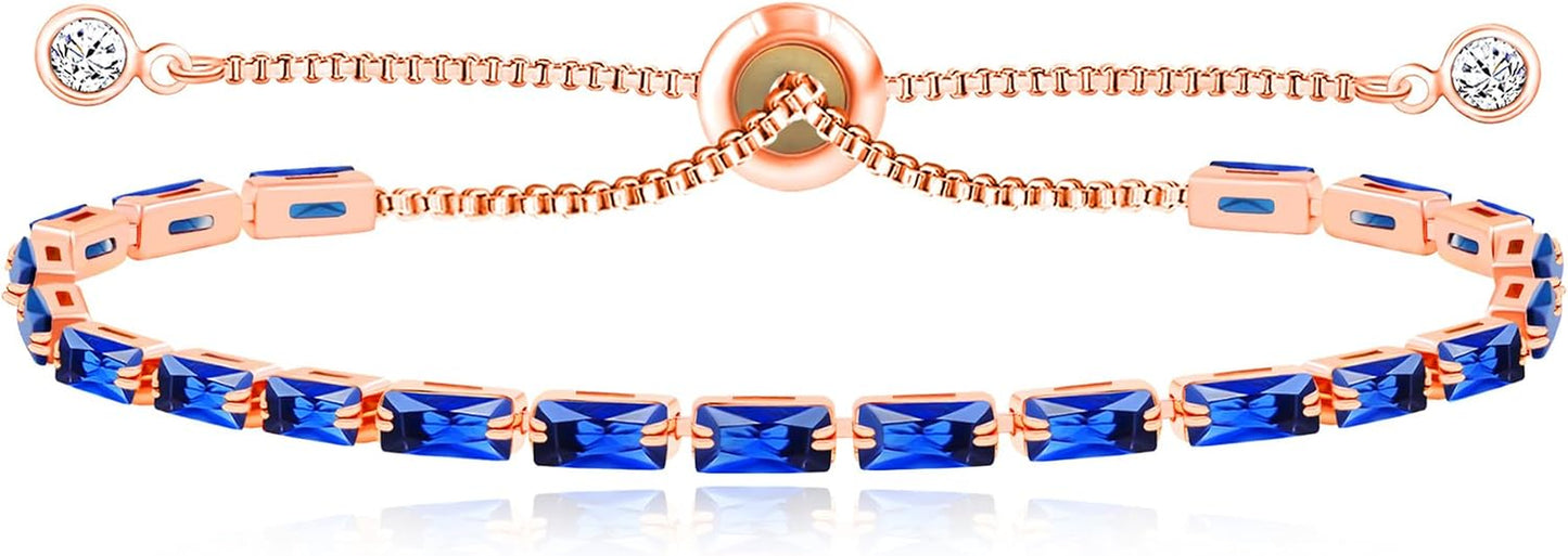 Fashion and Exquisite Rose Gold Slider Clasp Tennis Bracelet with Crystal Gems - Elegant Women’S Jewelry Accessory, Gift from Mother Sisters Friend YA5121