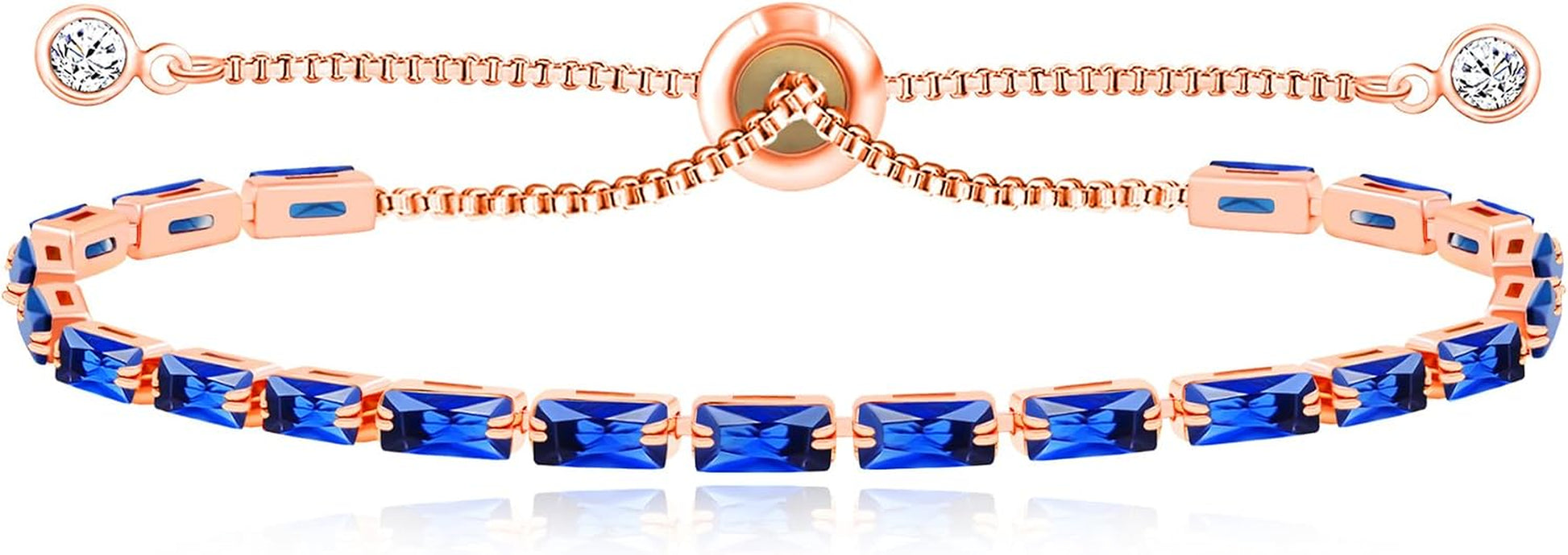 Fashion and Exquisite Rose Gold Slider Clasp Tennis Bracelet with Crystal Gems - Elegant Women’S Jewelry Accessory, Gift from Mother Sisters Friend YA5121