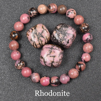 Natural Black Agates Beads Bracelet Women Men Genuine Black Onyx Natural Stone 6Mm 8Mm Smooth round Beads Lucky Energy Jewelry