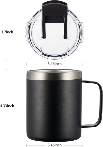 12Oz Insulated Coffee Mug Cup with Handle, Stainless Steel Travel Coffee Mug with Flip Lid, Double Wall Vacuum Coffee Tumbler,Plum