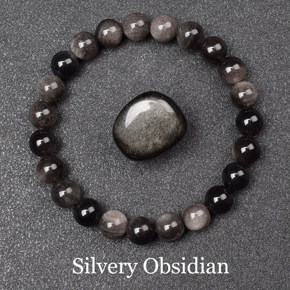 Natural Black Agates Beads Bracelet Women Men Genuine Black Onyx Natural Stone 6Mm 8Mm Smooth round Beads Lucky Energy Jewelry