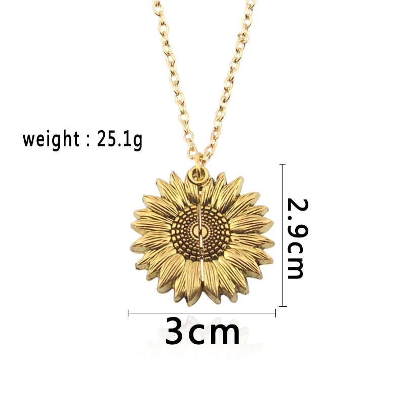 Sunflower Necklaces for Women Stainless Steel Open Locket You Are My Sunshine Necklace Birthday Jewelry Colorful Pendant Collar
