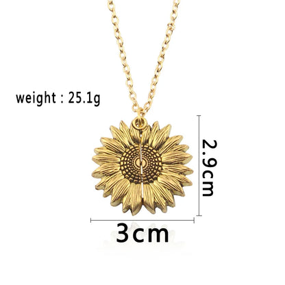 Sunflower Necklaces for Women Stainless Steel Open Locket You Are My Sunshine Necklace Birthday Jewelry Colorful Pendant Collar