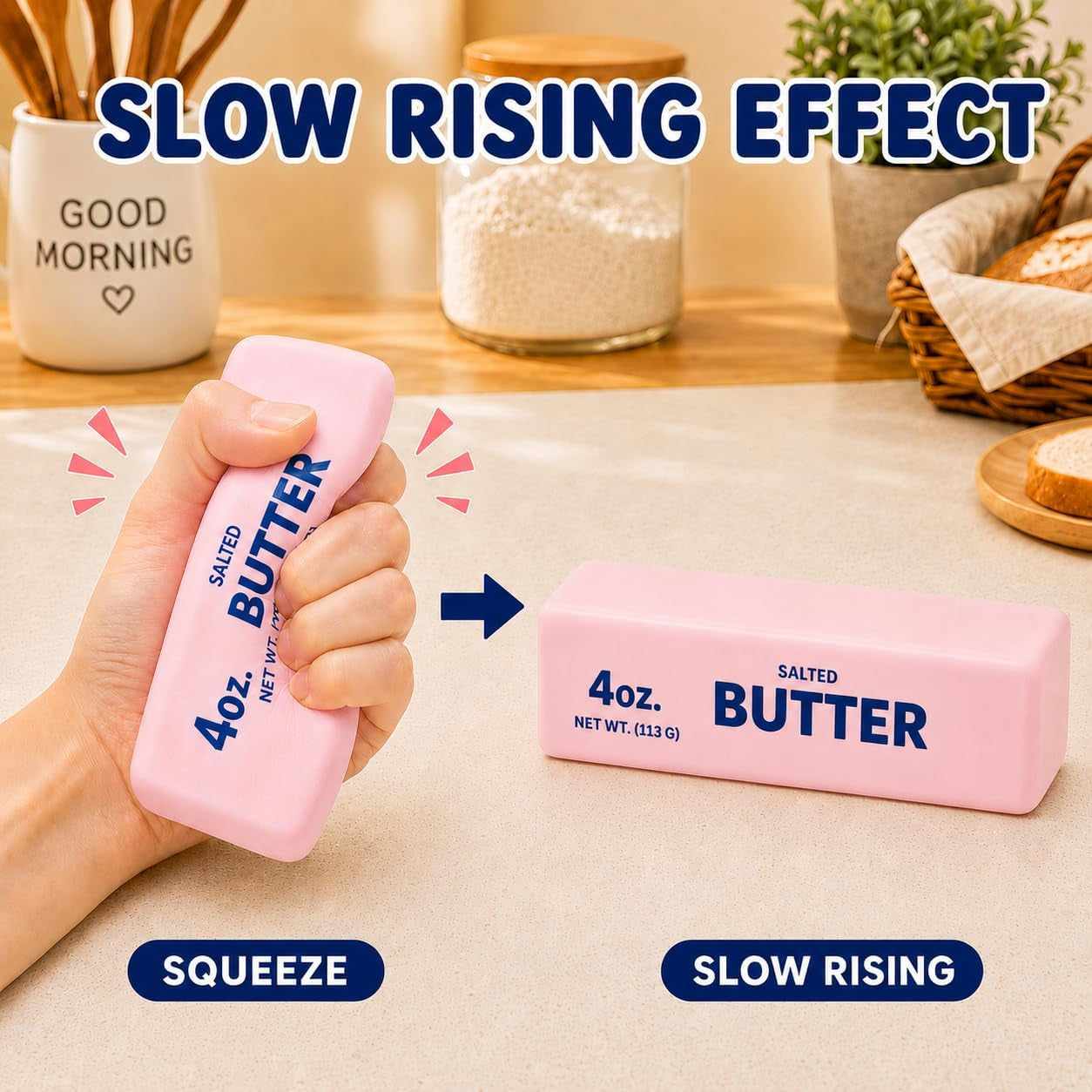 2PCS Butter Squishy, Slow Rising Squishy Toys, Buter Squishy, Squishy Toy, Squeeze Realistic Butter Stick Soft Squeeze Toys, Stress Relief Squishy Fidget Toys