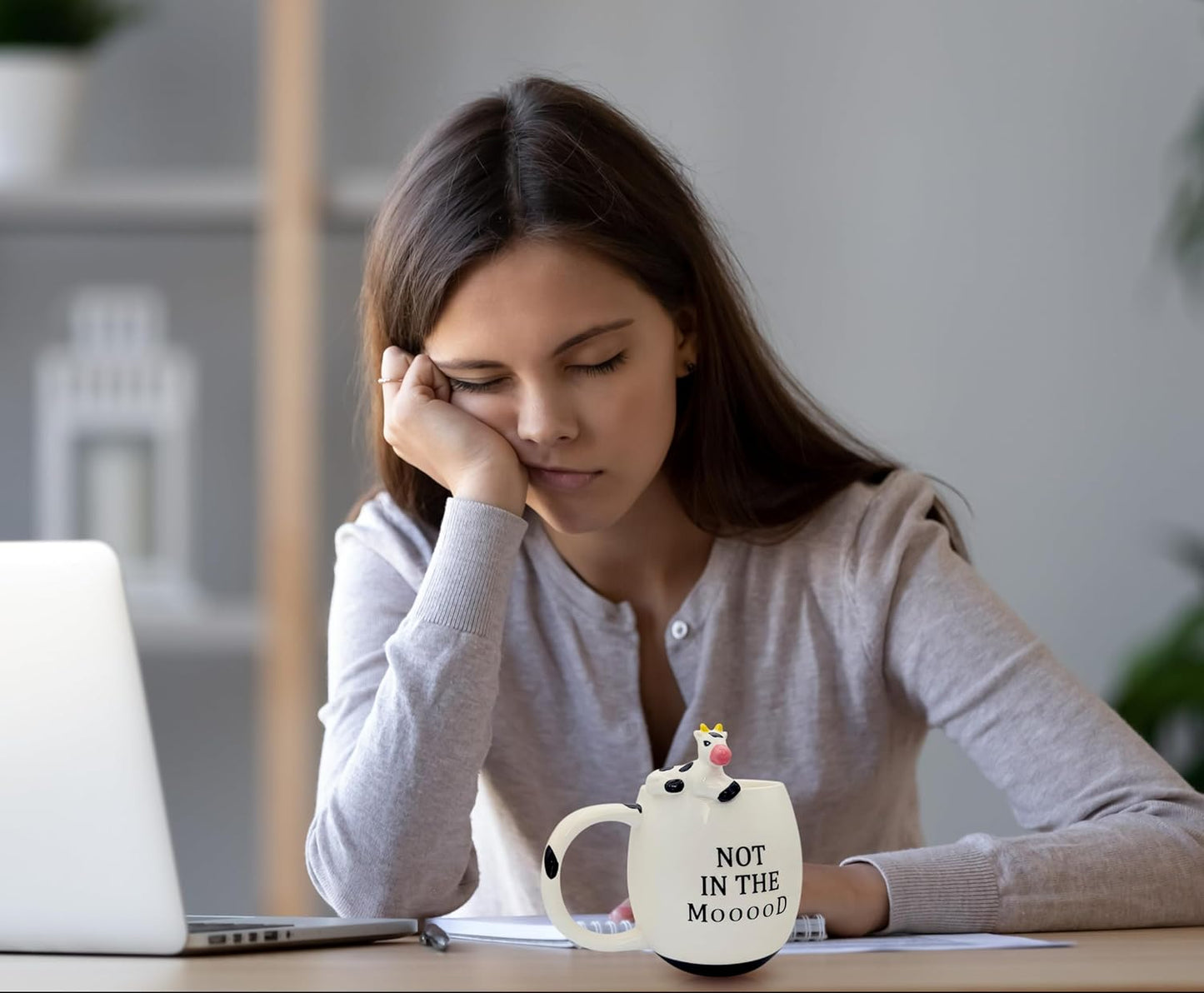 Funny Cow Coffee Mug, White Elephant Gifts for Adults, Gag Gifts for Adults, Cute Stuff for Women and Men, Funny Coworker Office, Cool Stuff - 14 Ounce