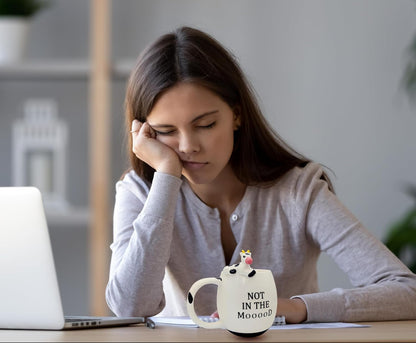 Funny Cow Coffee Mug, White Elephant Gifts for Adults, Gag Gifts for Adults, Cute Stuff for Women and Men, Funny Coworker Office, Cool Stuff - 14 Ounce