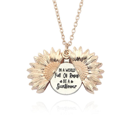 Sunflower Necklaces for Women Stainless Steel Open Locket You Are My Sunshine Necklace Birthday Jewelry Colorful Pendant Collar
