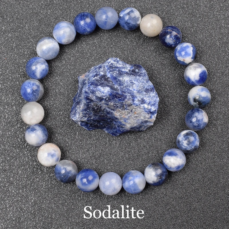 Natural Black Agates Beads Bracelet Women Men Genuine Black Onyx Natural Stone 6Mm 8Mm Smooth round Beads Lucky Energy Jewelry