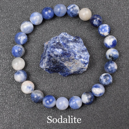 Natural Black Agates Beads Bracelet Women Men Genuine Black Onyx Natural Stone 6Mm 8Mm Smooth round Beads Lucky Energy Jewelry