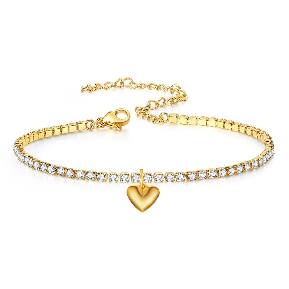 2Mm Iced Out Tennis Bracelets Female Gold Silver Color Stainless Steel Cubic Zirconia Chain for Women Wedding Jewelry Gift