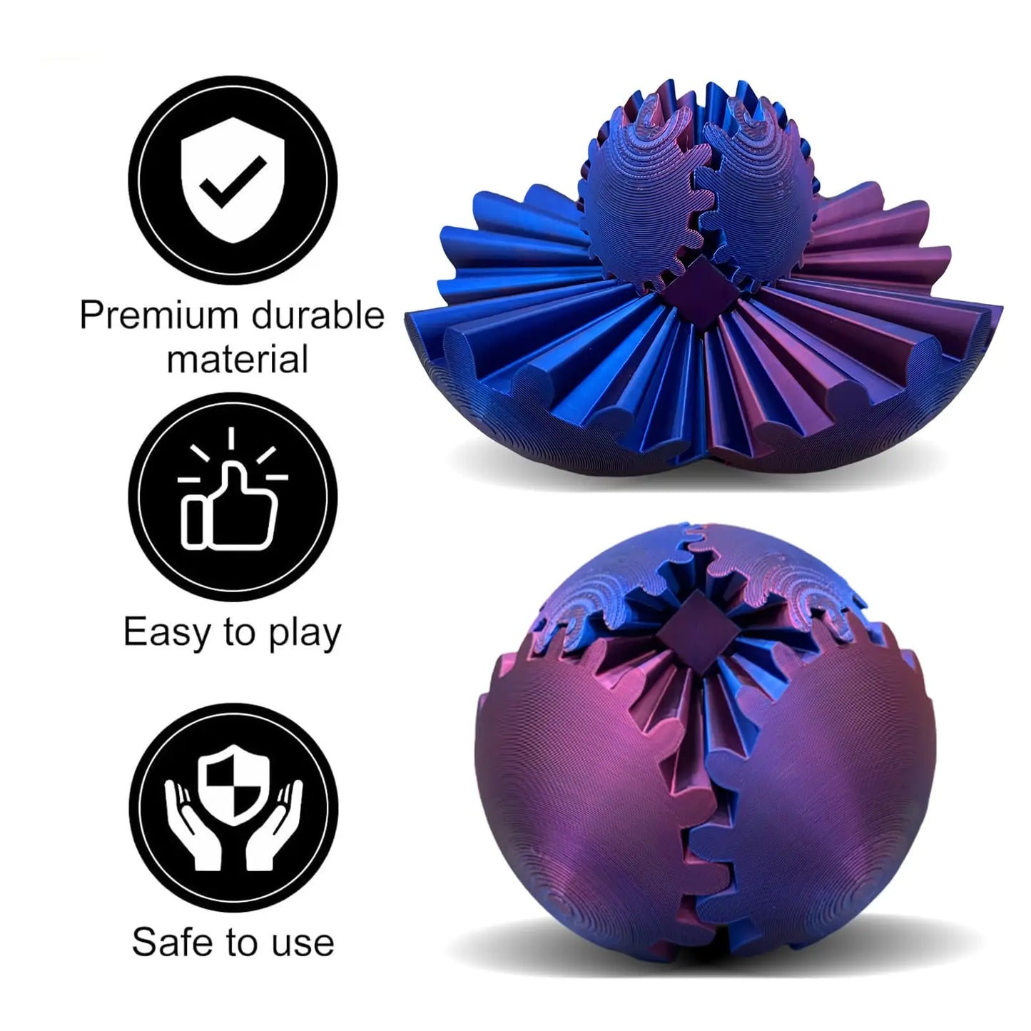 Gear Ball 3D Printed Spin Ball Cube Sphere Fidget Toy for Stress Anxiety Relief Stress Sphere Desk Toy for Adults Kid Gift