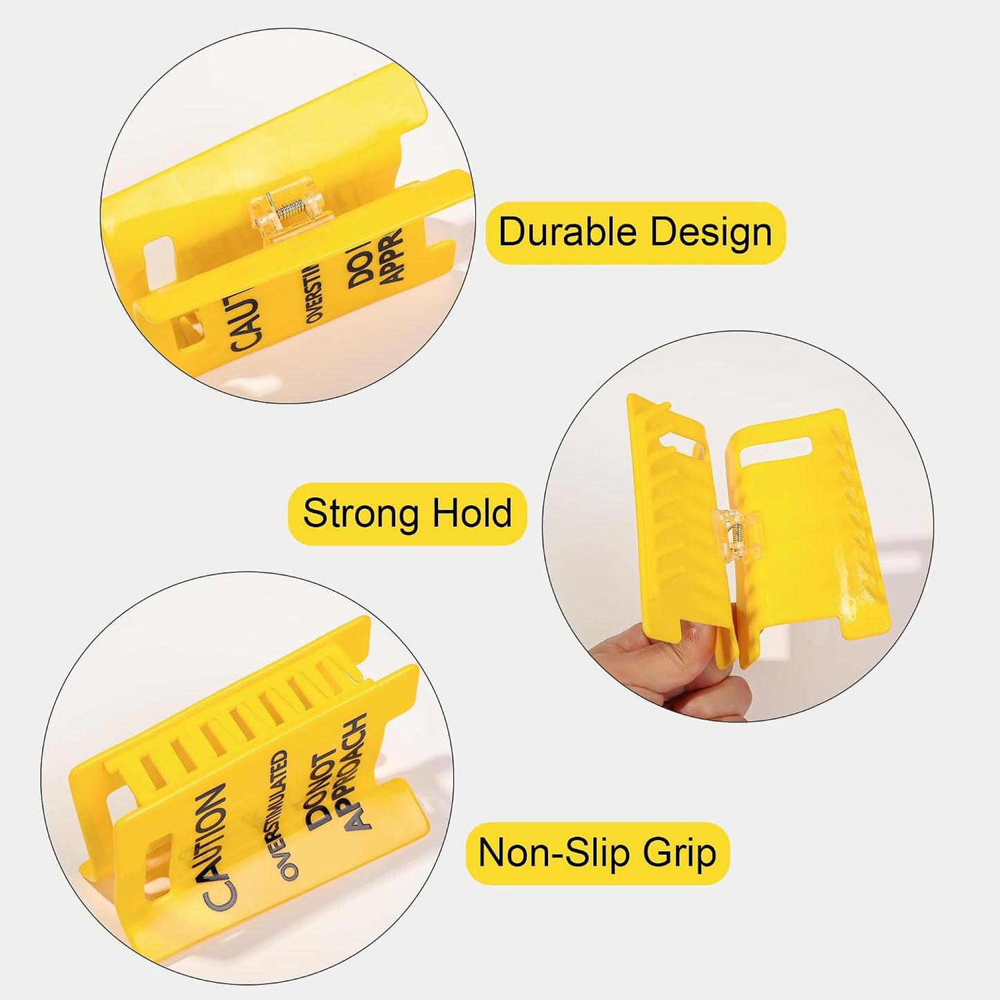 Funny Overstimulated Hair Clip Caution Do Not Approach Claw Clips for Thick Hair, Playful Warning Accessories for Women, Fun Hair Claw for Work, School, or Everyday Style(1Pcs)