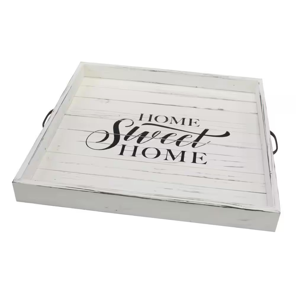 White Wooden Decorative Tray