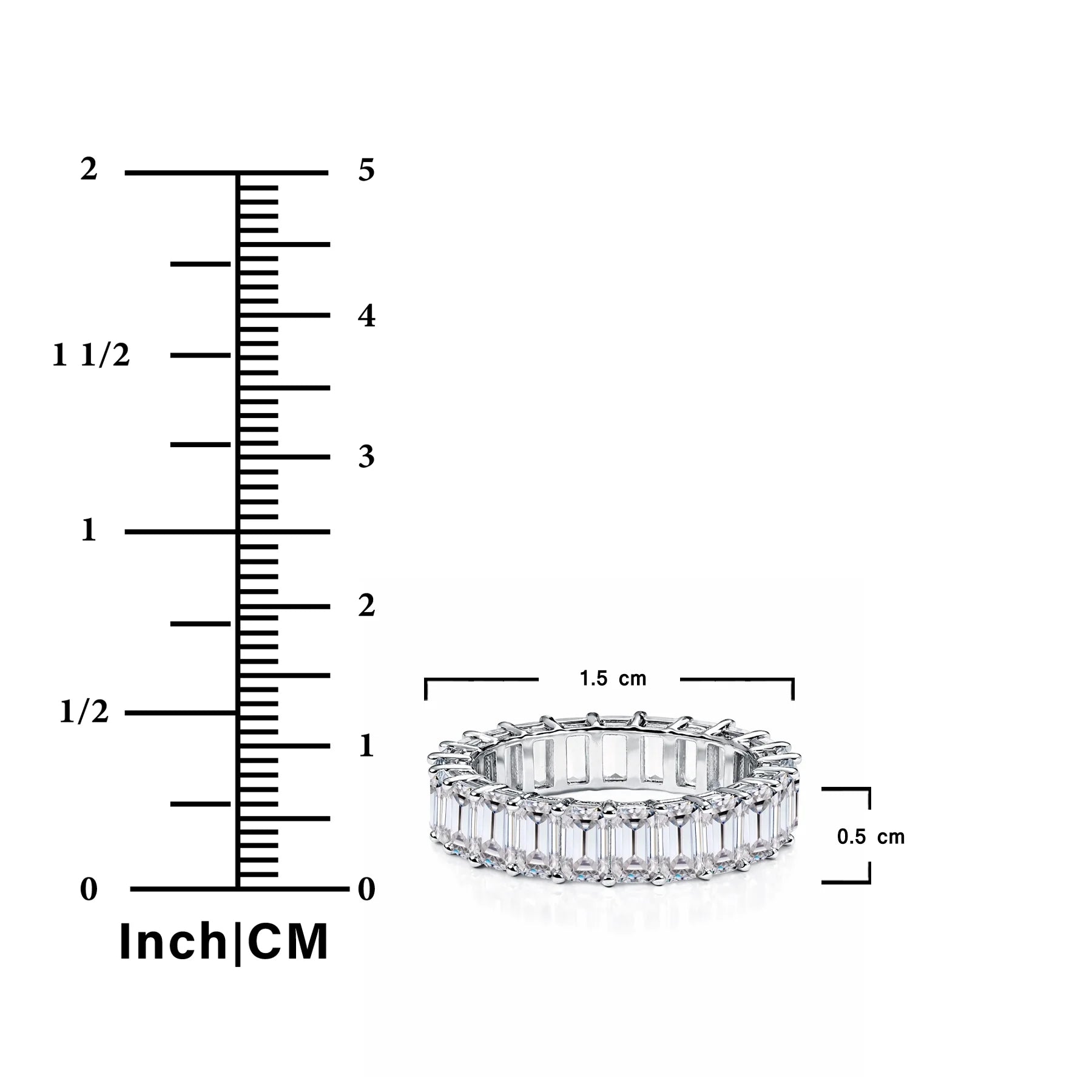 10 Carat Emerald Cut August Birthstone - Multicolor Eternity Wedding Ring - Peridot & Cubic Zirconia Birthstone Rings for Women in 18K White Gold Plating, Gift for Her
