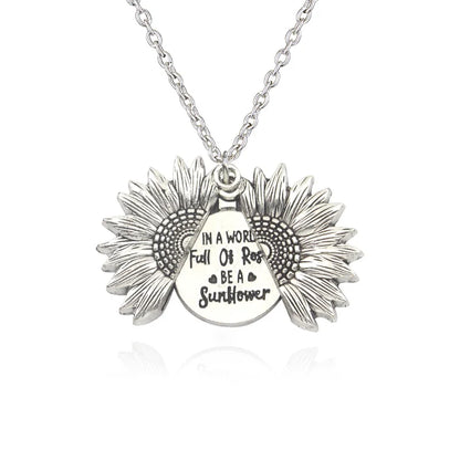 Sunflower Necklaces for Women Stainless Steel Open Locket You Are My Sunshine Necklace Birthday Jewelry Colorful Pendant Collar