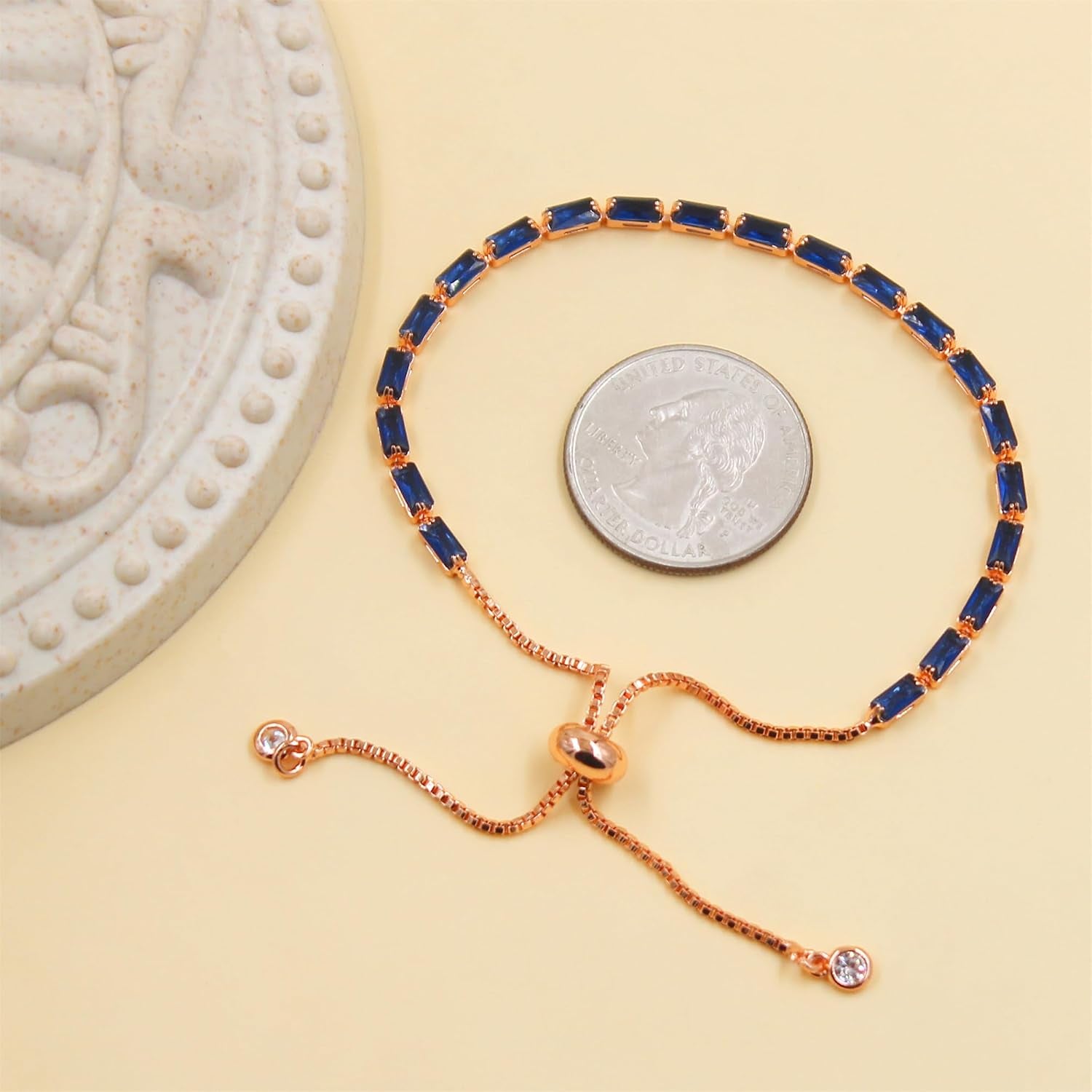 Fashion and Exquisite Rose Gold Slider Clasp Tennis Bracelet with Crystal Gems - Elegant Women’S Jewelry Accessory, Gift from Mother Sisters Friend YA5121