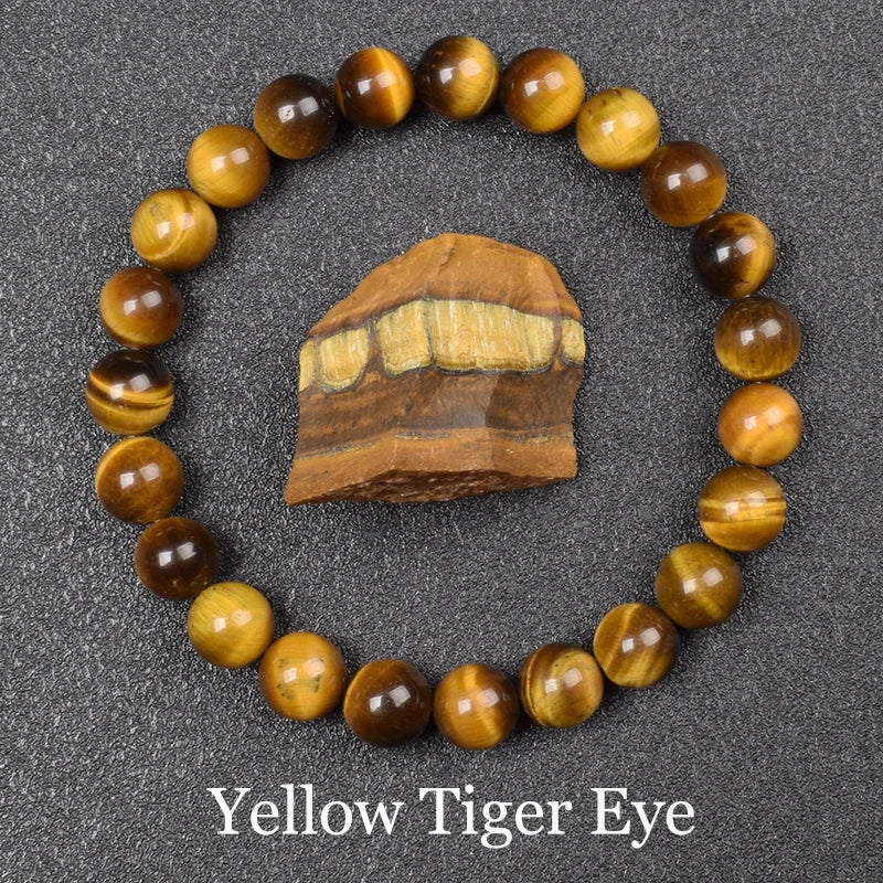 Natural Black Agates Beads Bracelet Women Men Genuine Black Onyx Natural Stone 6Mm 8Mm Smooth round Beads Lucky Energy Jewelry