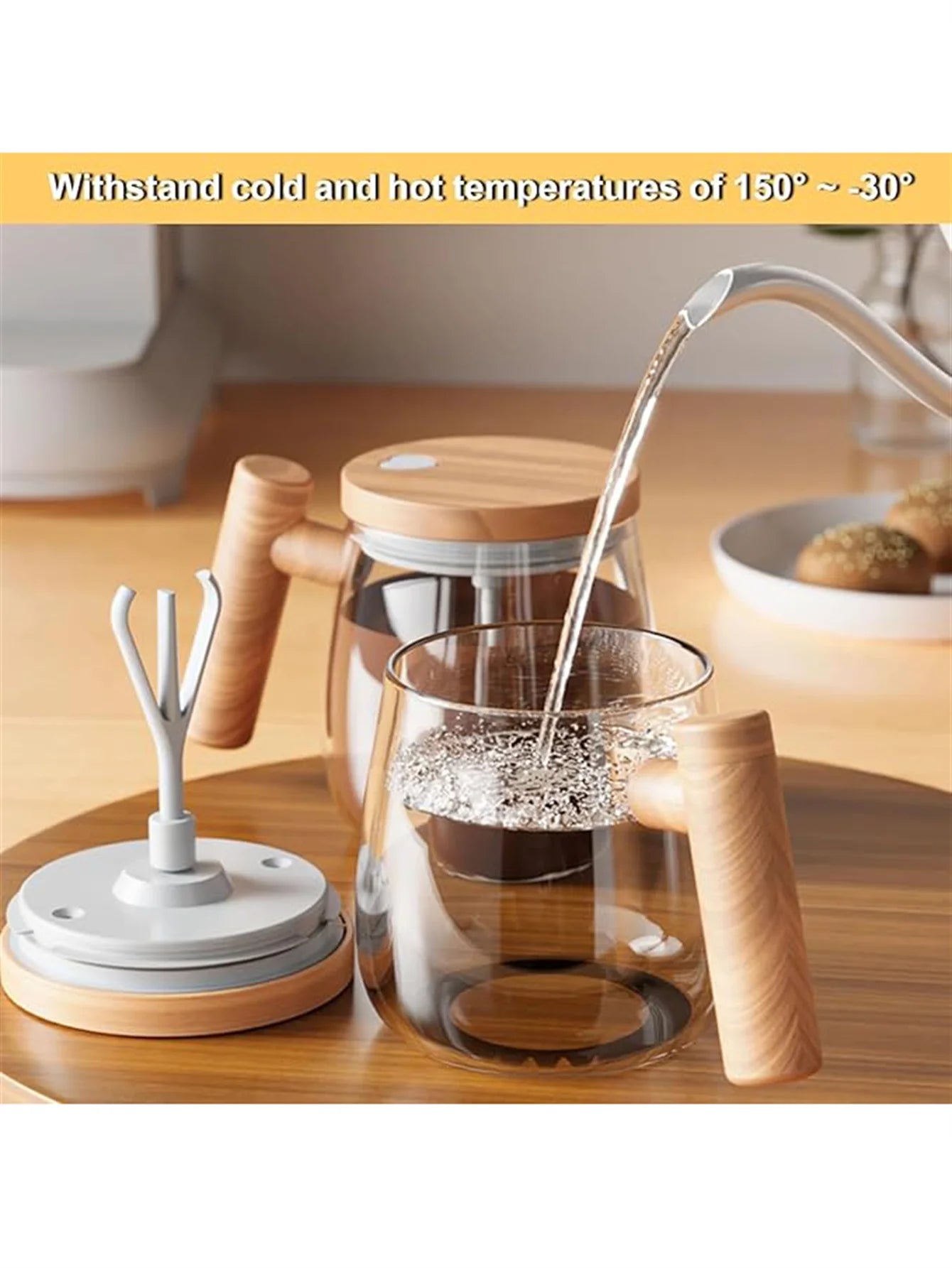 Self Stirring Coffee Mug with Lid,400Ml Electric Mixing Cup Self Stirring Coffee Mug Glass Mixing Coffee Mug Rotating Home Offic