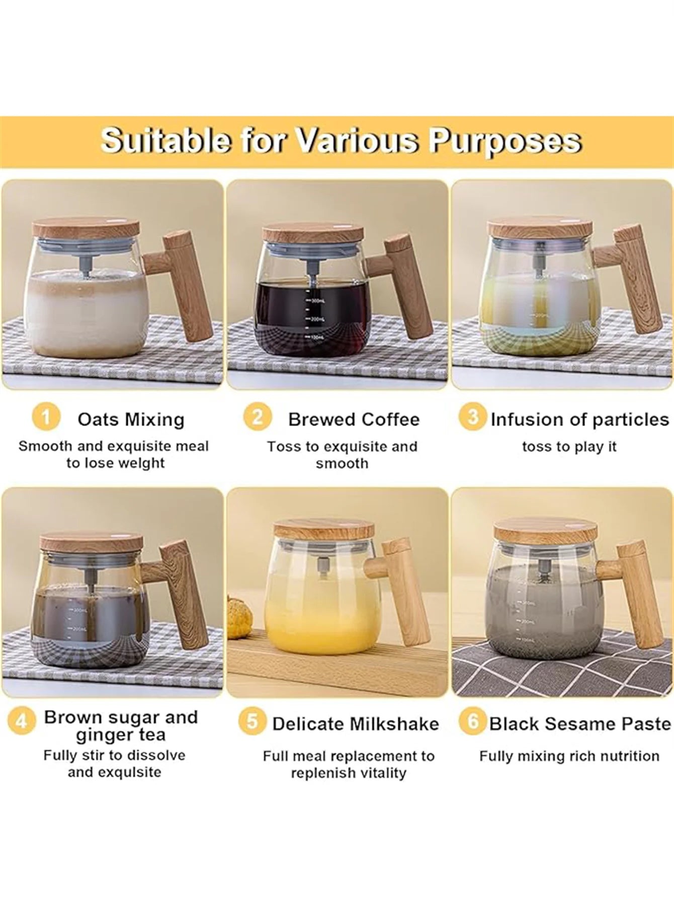 Self Stirring Coffee Mug with Lid,400Ml Electric Mixing Cup Self Stirring Coffee Mug Glass Mixing Coffee Mug Rotating Home Offic