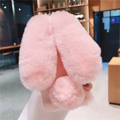 Plush Rabbit Cute Warm Phone Case Fur Cover for Iphone 17 Pro Max 16 16E 15 14 13 12 11 X XR XS 13 Mini Furry Fluffy Cover