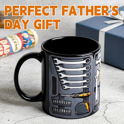 Funny Fathers Day Gift - 11Oz Black Toolbox Coffee Mug for Mechanic Gifts, Dad Gifts for Him Husband Grandpa Mechanics Workshop Lovers