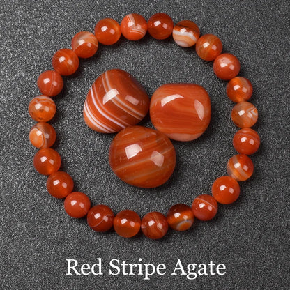 Natural Black Agates Beads Bracelet Women Men Genuine Black Onyx Natural Stone 6Mm 8Mm Smooth round Beads Lucky Energy Jewelry