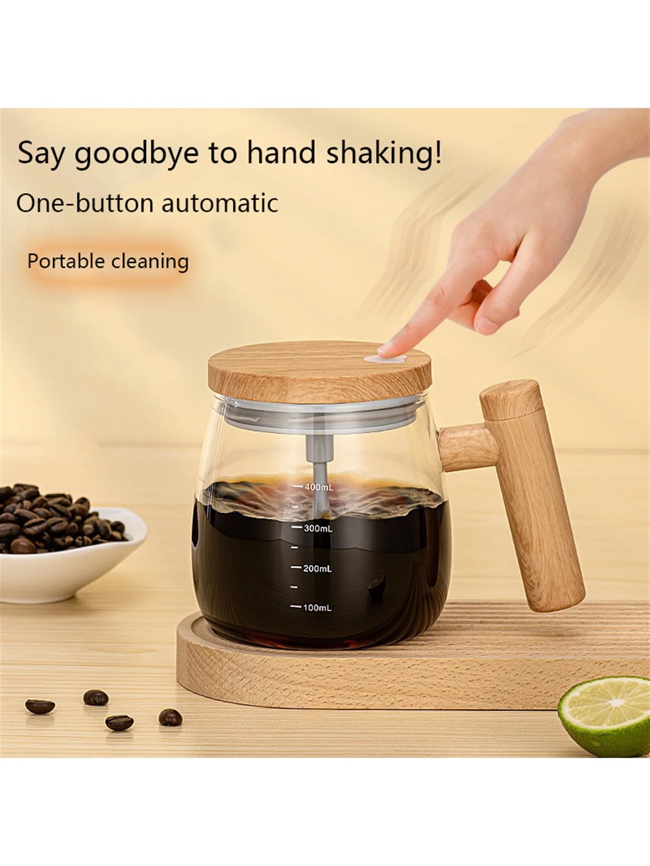 Self Stirring Coffee Mug with Lid,400Ml Electric Mixing Cup Self Stirring Coffee Mug Glass Mixing Coffee Mug Rotating Home Offic